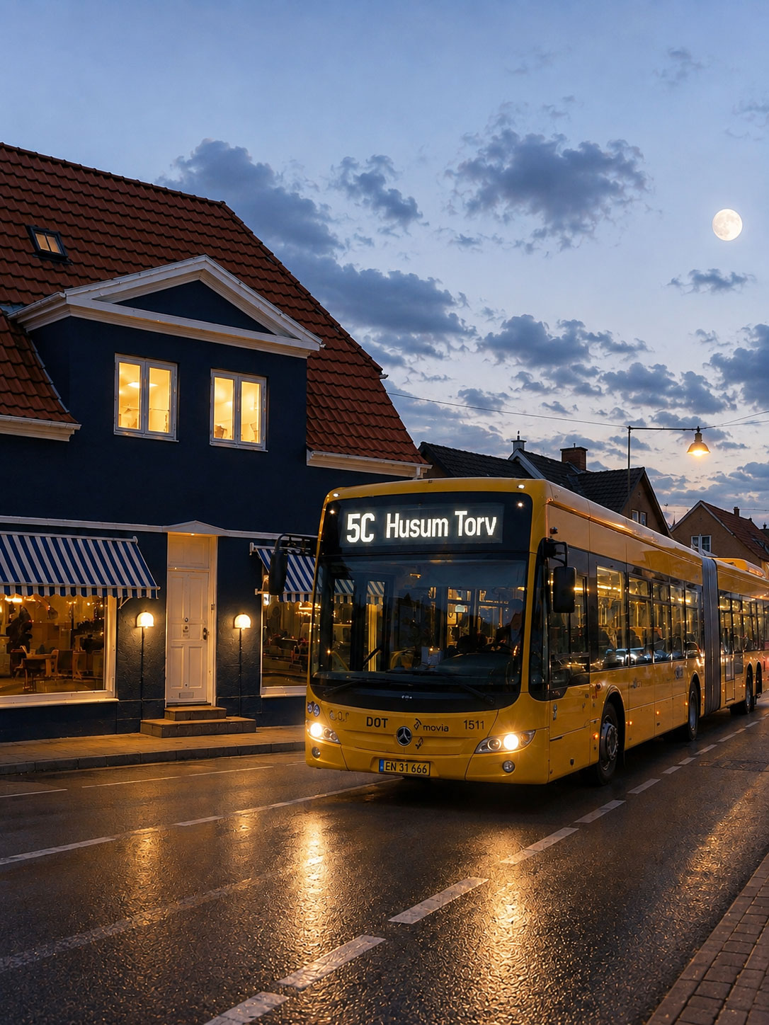 Bus 5C outside Blue House Copenhagen