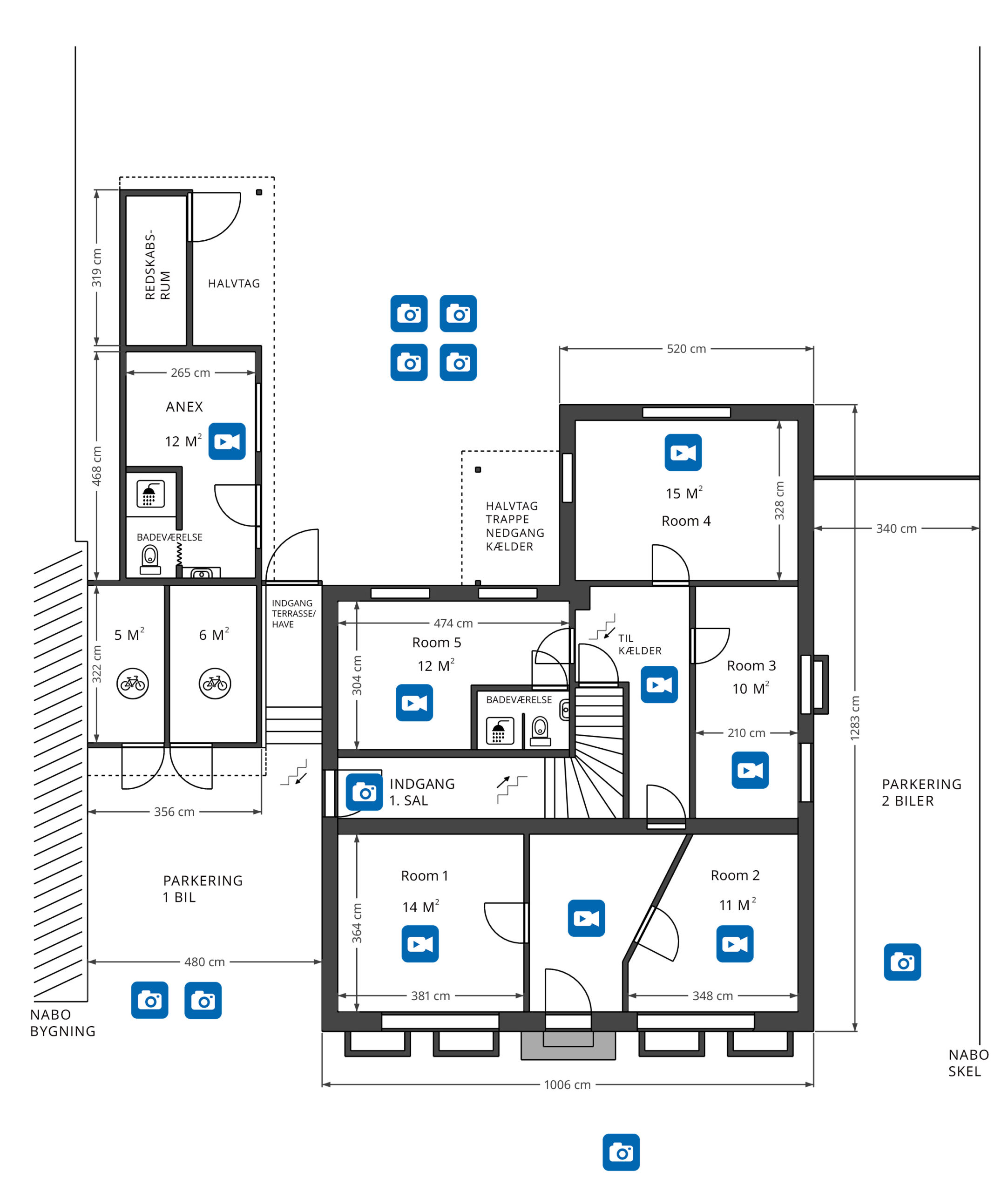Interactive ground floor plan of Blue House Copenhagen